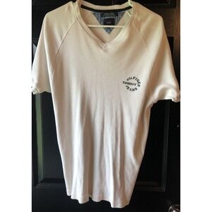 Tommy Hilfiger‎ Jeans Logo Short Sleeve T Shirt M Adult White Vintage V Neck